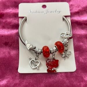 Silver and Red Charm Bracelet